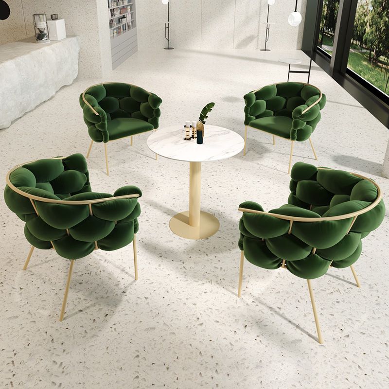 Glam Style Dining Room Set with Round Sintered Stone Top and Pedestal Base Dining Furniture
