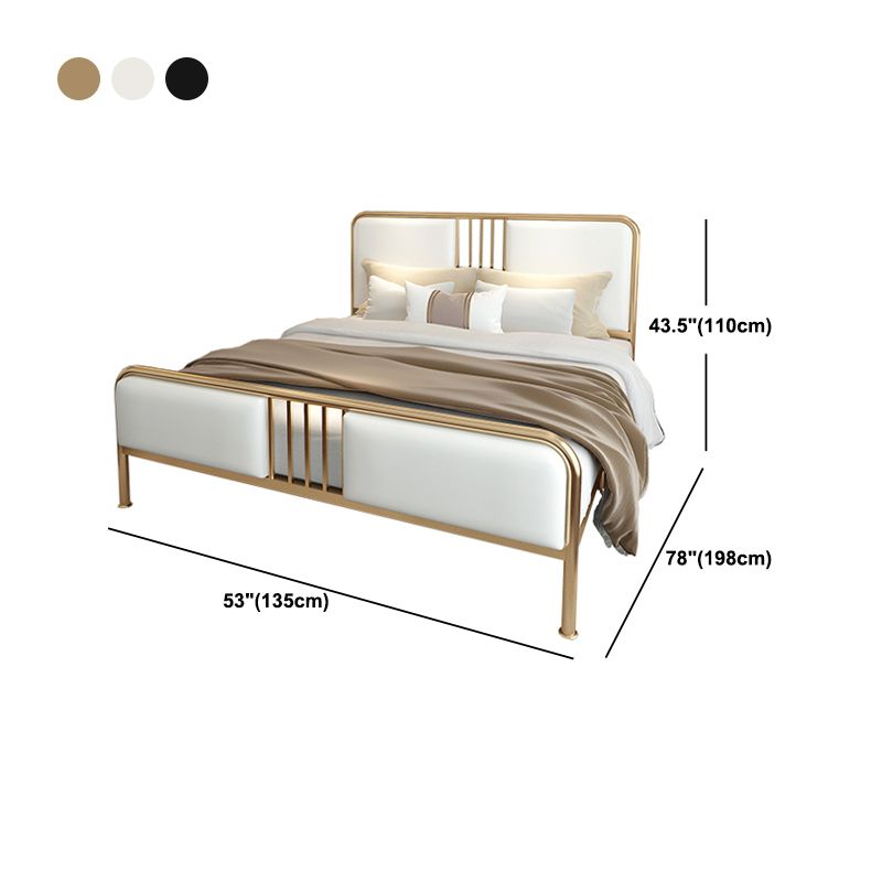 Glam Panel Bed Metal and Upholstered Bed Frame with Upholstered Headboard