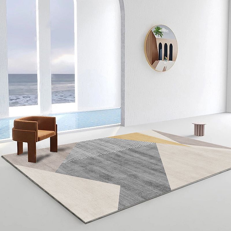Orange Modern Rug Blending Striped Indoor Rug Non-Slip Backing Rug for Living Room