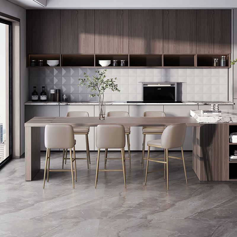 Glam Bar Stool Low Back Leather Counter Stool for Living Room