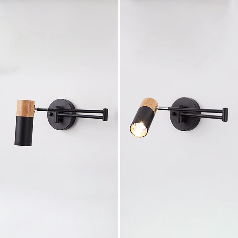 Modern Style Half Cylinder Shade Swing Arm Wall Lighting Metal 1 Light Sconce Lamp