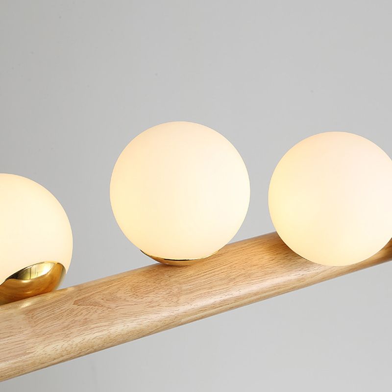 Contemporary Wood Kitchen Island Lighting Globe Shaded Ceiling Light for Room