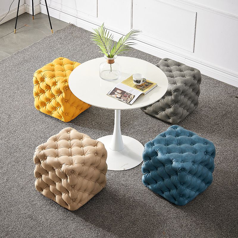 Contemporary Square Shape Ottoman Tufted and Tear Resistant Cube