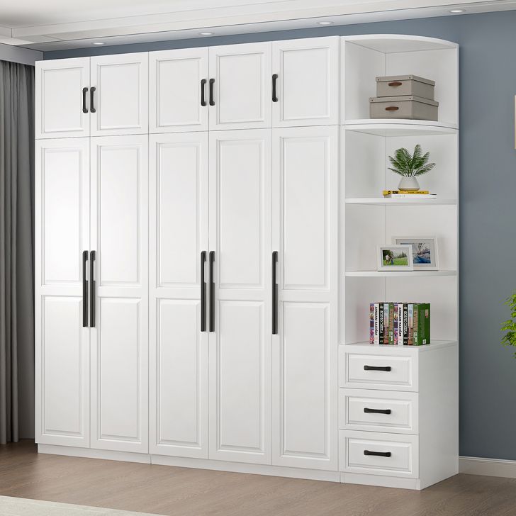 Freestanding Wood Frame Wardrobe Modern Hinged Soft Close Doors Wardrobe and Drawers