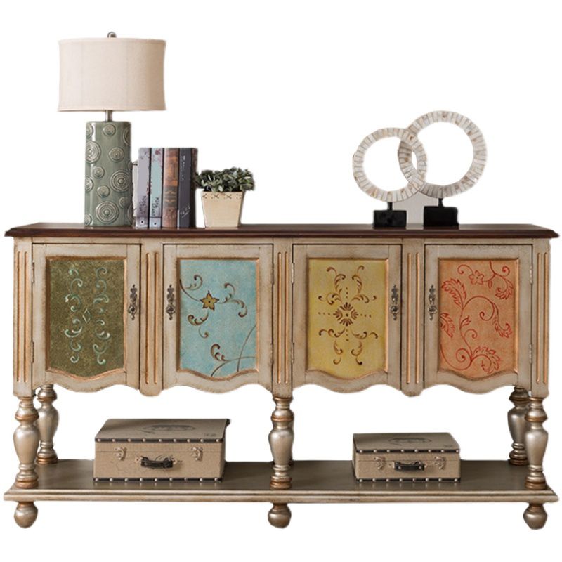 Industrial Solid Wood Storage Cabinet with Doors Chest with Shelves