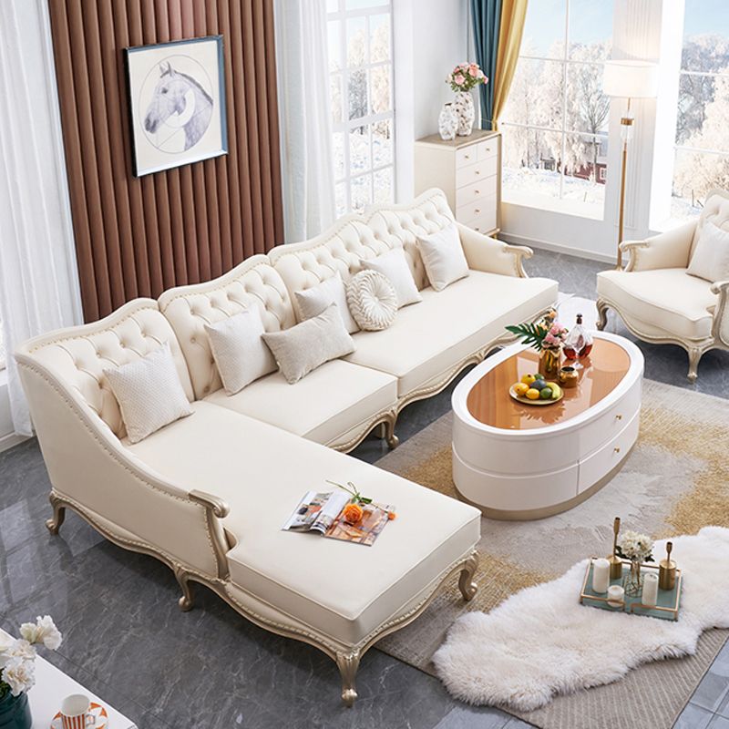 38.18" Tall Nailhead Trim Sectional Sofa Sloped Arm Genuine Leather Sofa