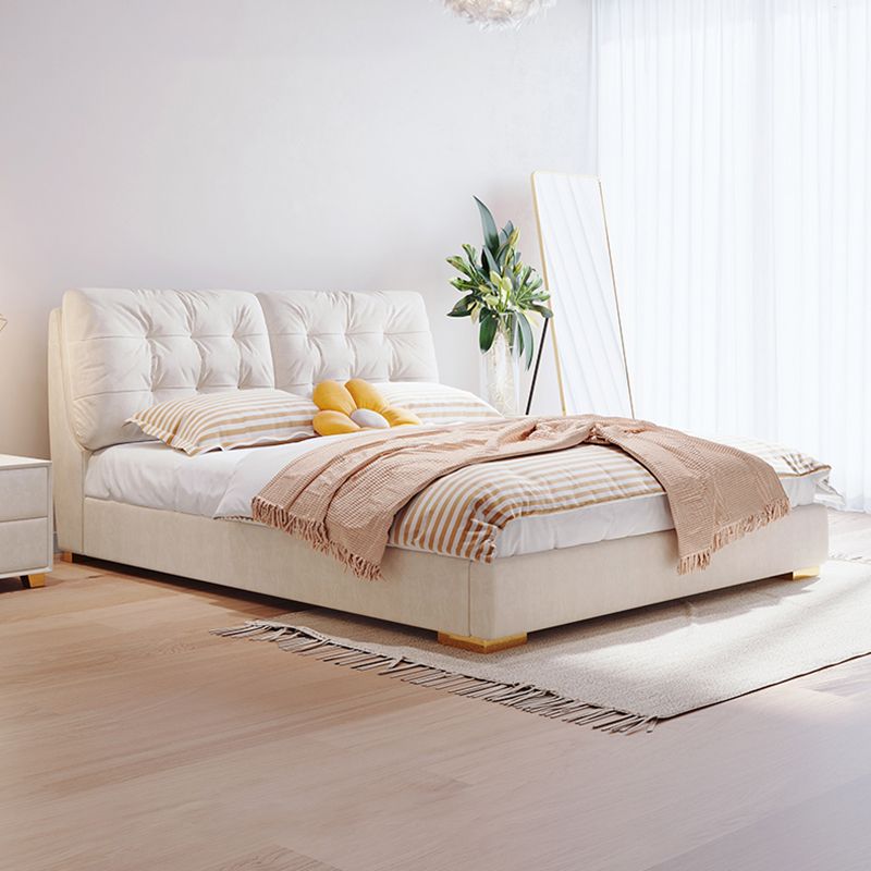 Modern & Contemporary Bed Frame Tufted Standard Bed With Custom Gold Legs