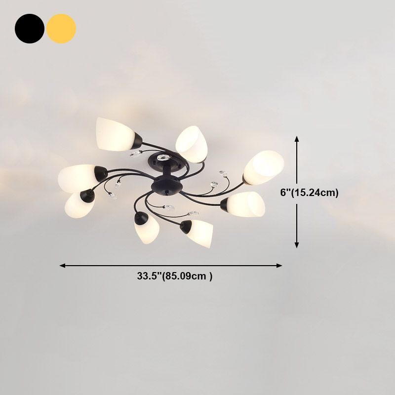 Lámpara tradicional de la semi rascada iluminación de techo de dormitorio múltiple con tono de vidrio de campana
