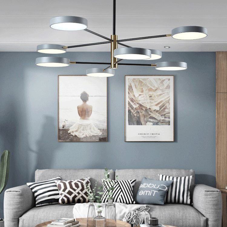 Two Layers Iron Chandelier Contemporary Style Pendant Light for Living Room Dinning Room