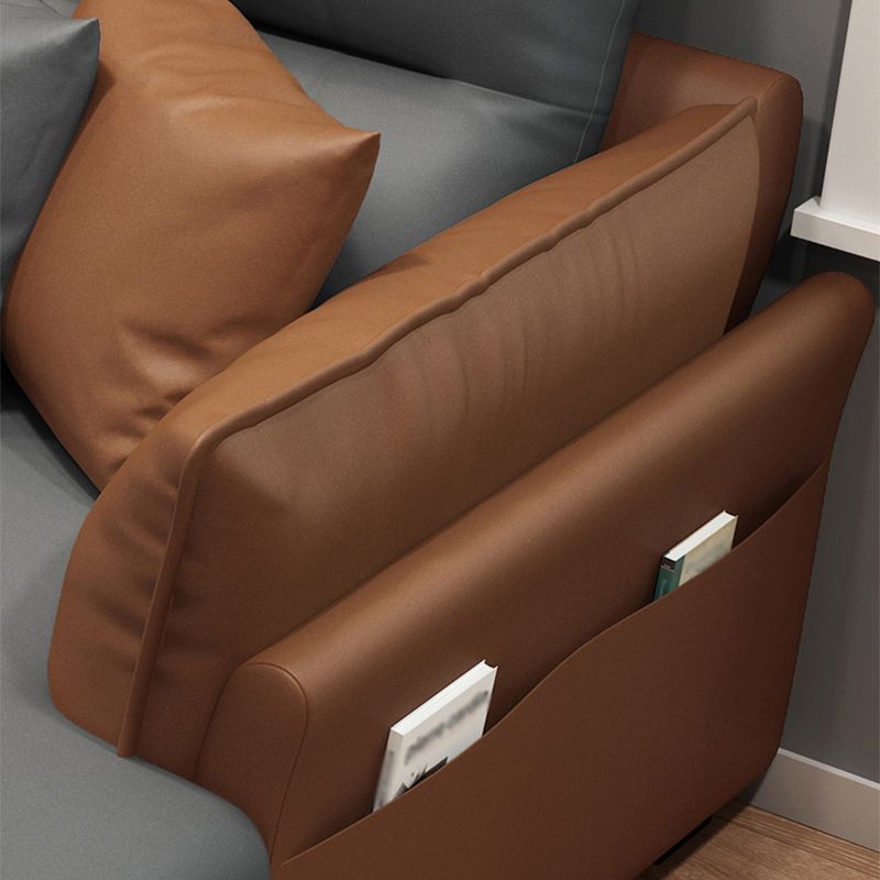 Contemporary Stain-Resistant Sectional Faux Leather Pillow Top Arm Sofa and Chaise