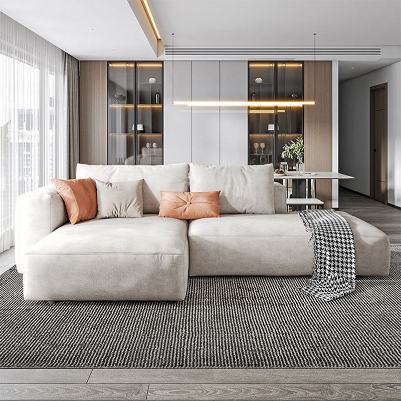 Square Armrest Belt Pillow Back Sofa Bed White Cloth Art Sofa