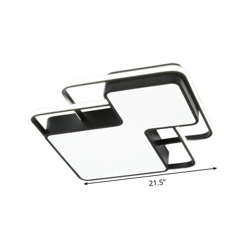 Lampe encastrée à LED géométrique noire/blanche 18"/21,5" W moderne en gel de silice proche du plafonnier en blanc/lumière 3 couleurs