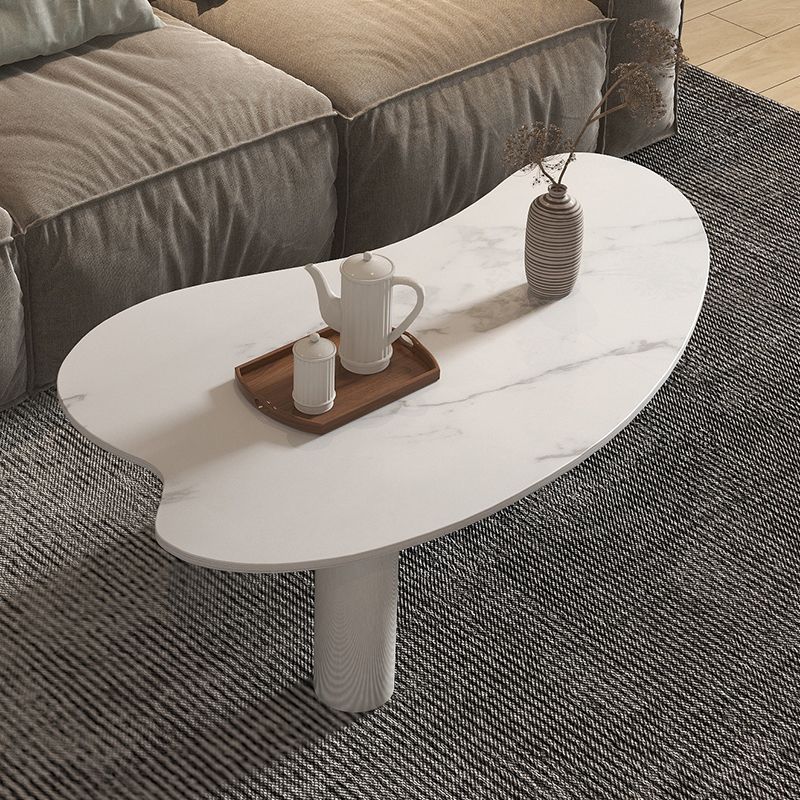 Modern Slate 3 Legs Coffee Table Single White Cocktail Table