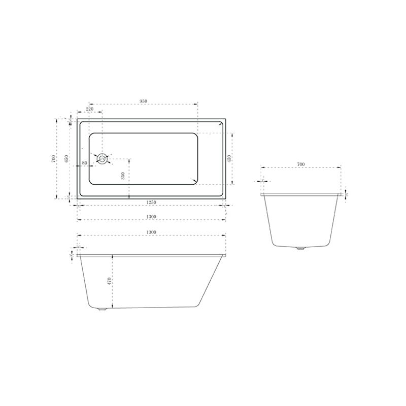 Contemporary Drop-in Soaking Bathtub Rectangle Acrylic Bathtub in White