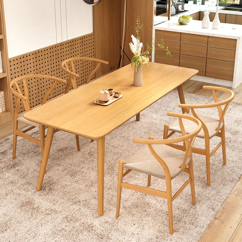 Modern Dining Set 1/4/5/6/7 Pcs Rectangle Solid Wood Dining Table and Armless Chairs