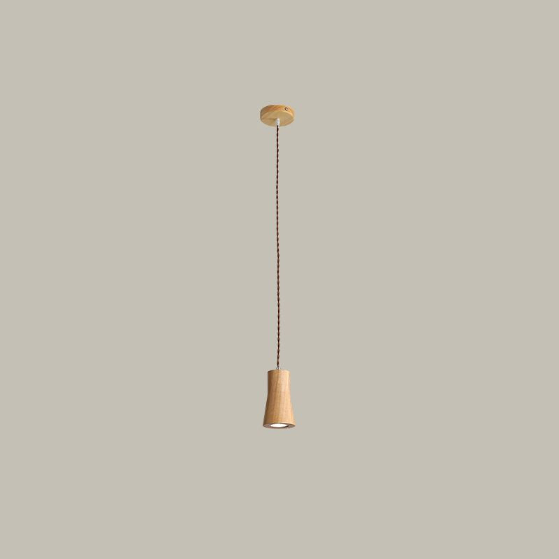 Geometric Shaped Ceiling Pendant Simple Wooden LED Kitchen Suspension Light in Beige
