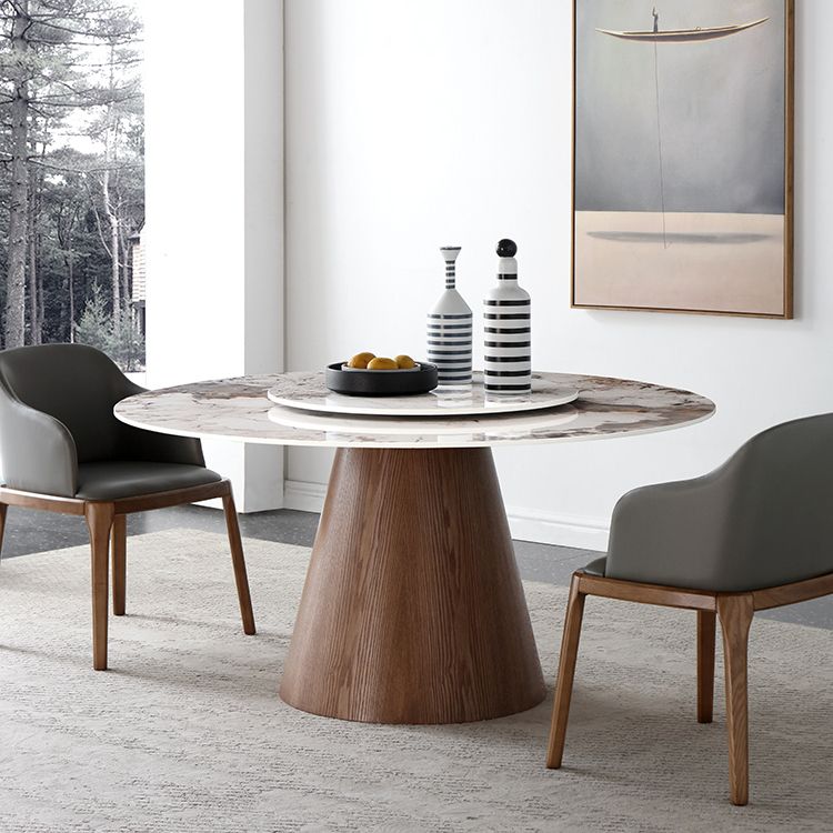 Contemporary Round Shape Gray Table Standard Sintered Stone Dining Table for Kitchen