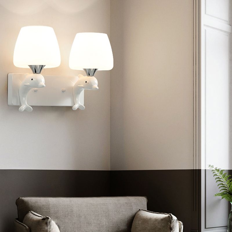 Cartoon Style Iron Wall Light Dolphin Shape Wall Lamp for Children's Room