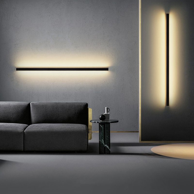 1 Licht linearer Schatten Wandleuchten moderner einfacher Stil Metallwandbeleuchtung in Schwarz