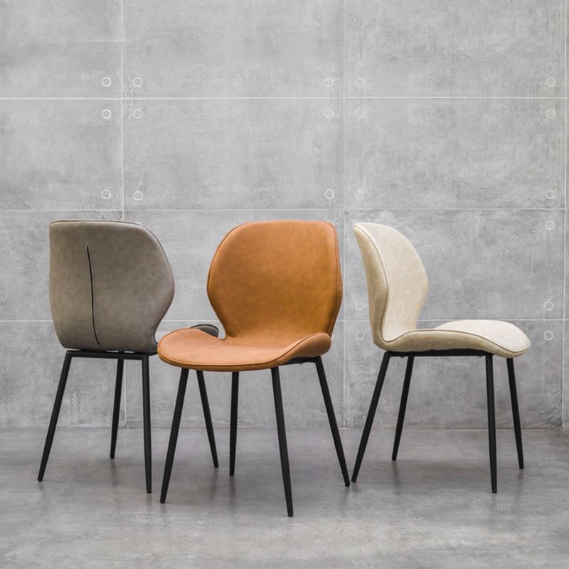 PU Leather Scandinavian Restaurant Side Chair Parsons Matte Finish Dining Chair
