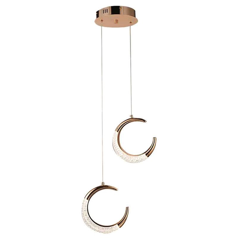 Gold Moon LED Hanging Light in Modern Luxury Style Zine-Alloy Pendant Light with Acrylic Shade