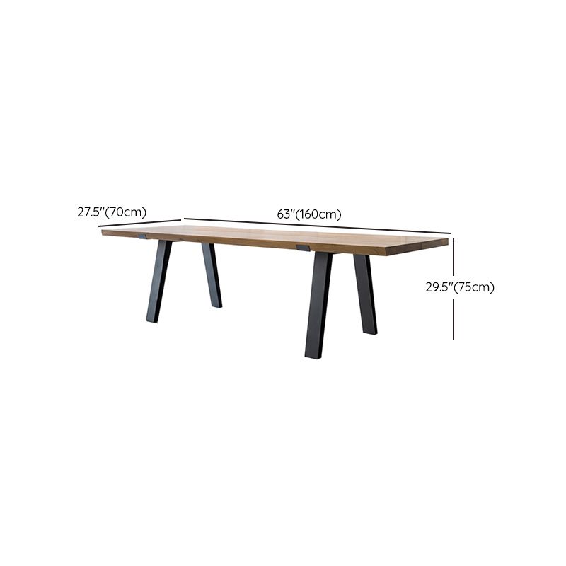 Metal and Wood Table Mid-Century Modern Style Minimalist Home Rectangular Dining Table