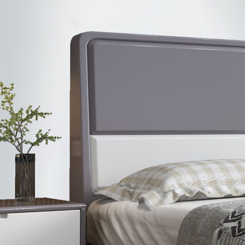 43.3" Tall Solid Wood Panel Bed Contemporary Bed Frame with Headboard