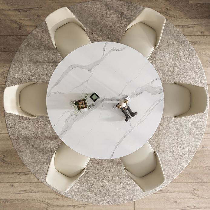 Contemporary Fixed Dining Room Table Set Sintered Stone Top Dining Table Furniture