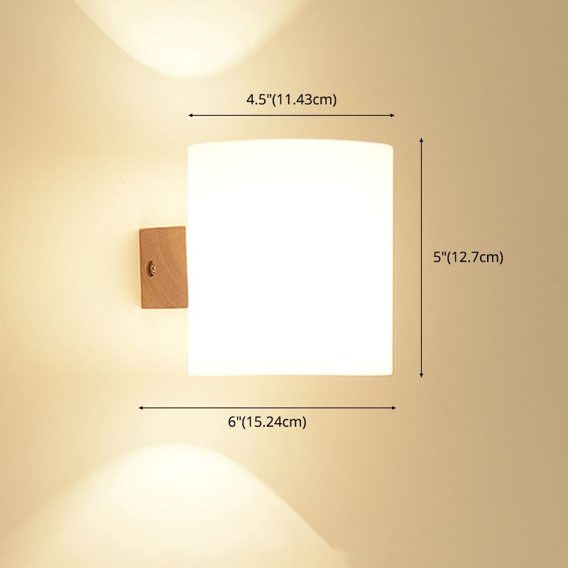 Geometric Shade Wall Lighting Modern Simple Wood Style Wall Light in Brown