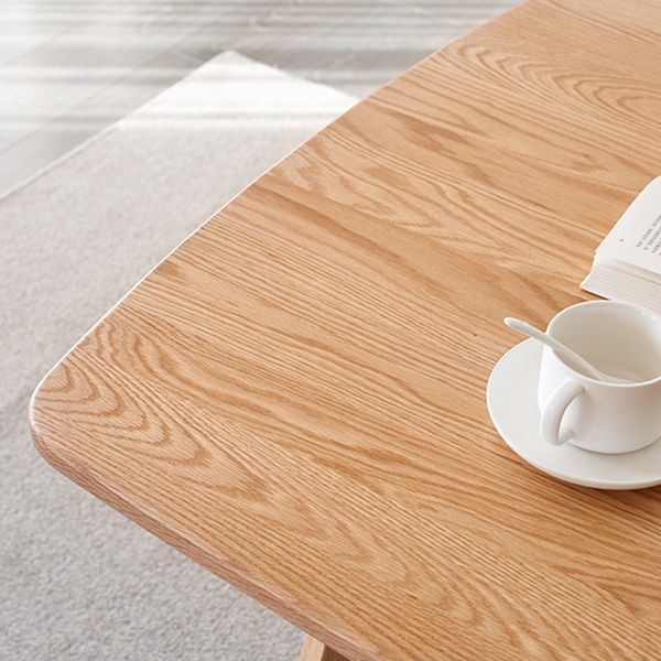 Storage Oak Wood Dining Table in Nature Rectangle Kitchen Table with 4 Legs