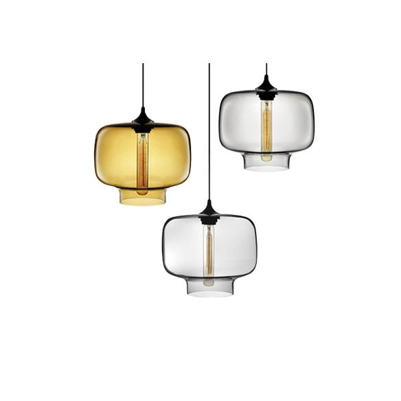 Cylindre pending lampe contemporain 1 clair rouge / brun / bleu plafonnier plafond