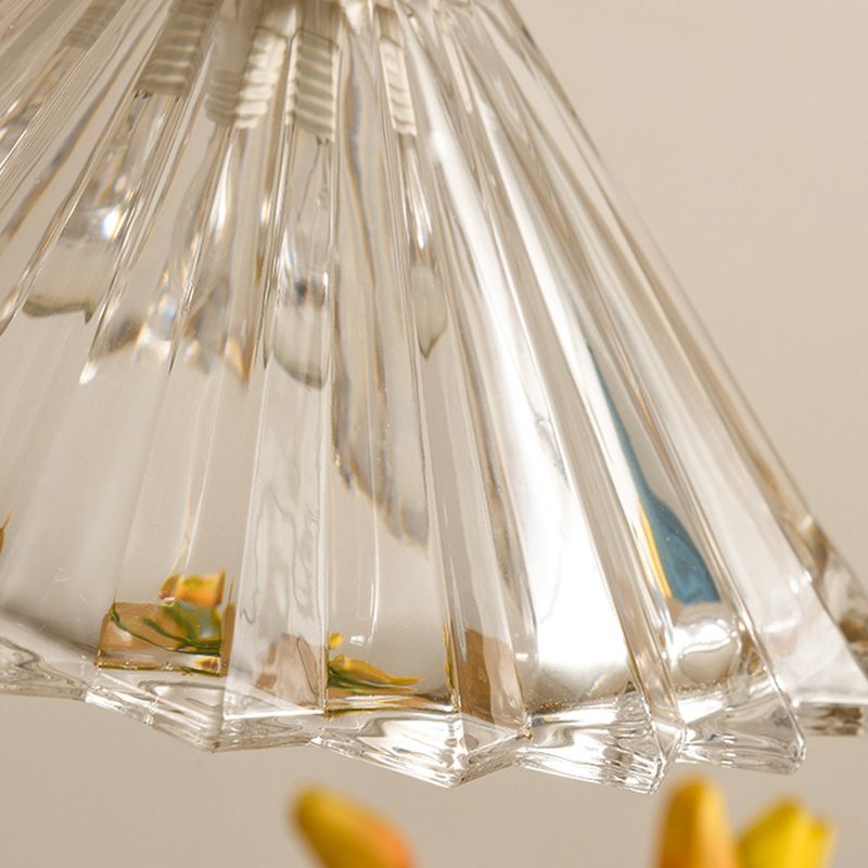 Transparent en verre pendent lampe nordique de style bois suspendu pour salle à manger