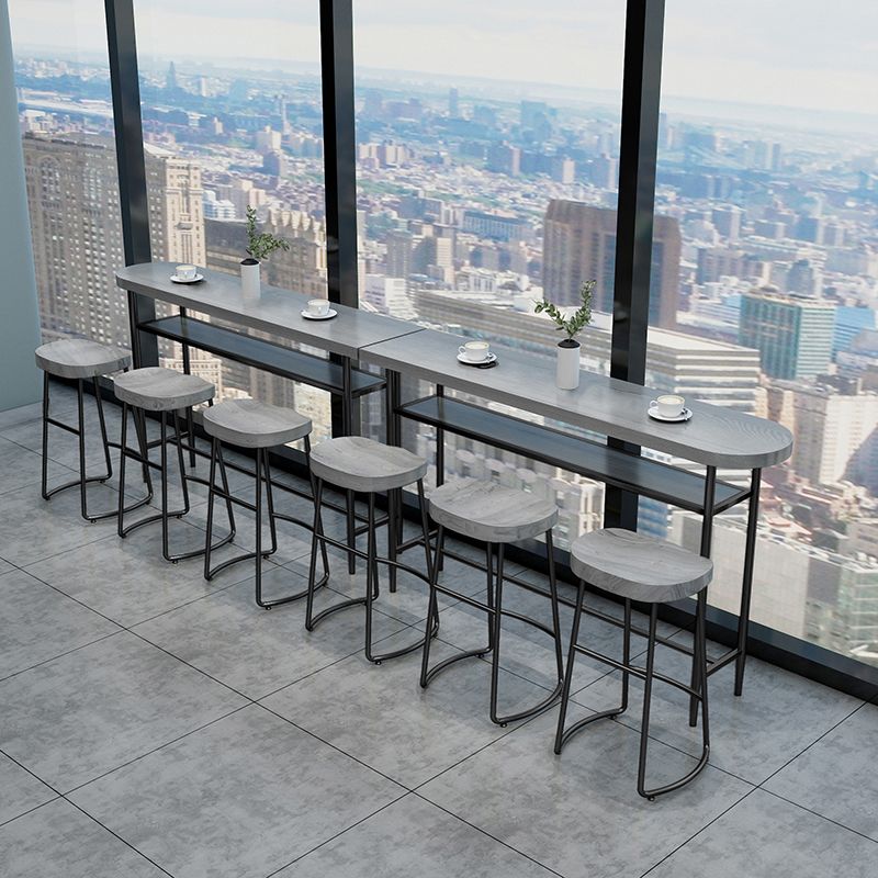 Living Room Modern Pub Set 1/2/4/7 Pieces Oval Wood Bar Stool and Table Set