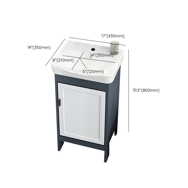 Mirror Bathroom Vanity Freestanding Rectangular Single Sink Metal Frame Vanity with Doors