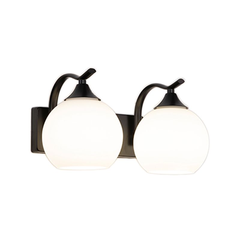 Modern Style Wall Mount Lamp Metal Spherical with Glass Shade for Bedroom