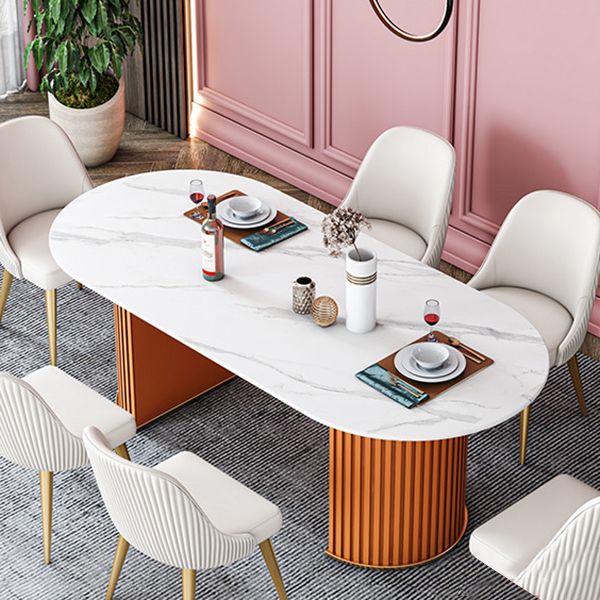 Oval Double Pedestal Dining Table Stone Furniture for Dining Room Home