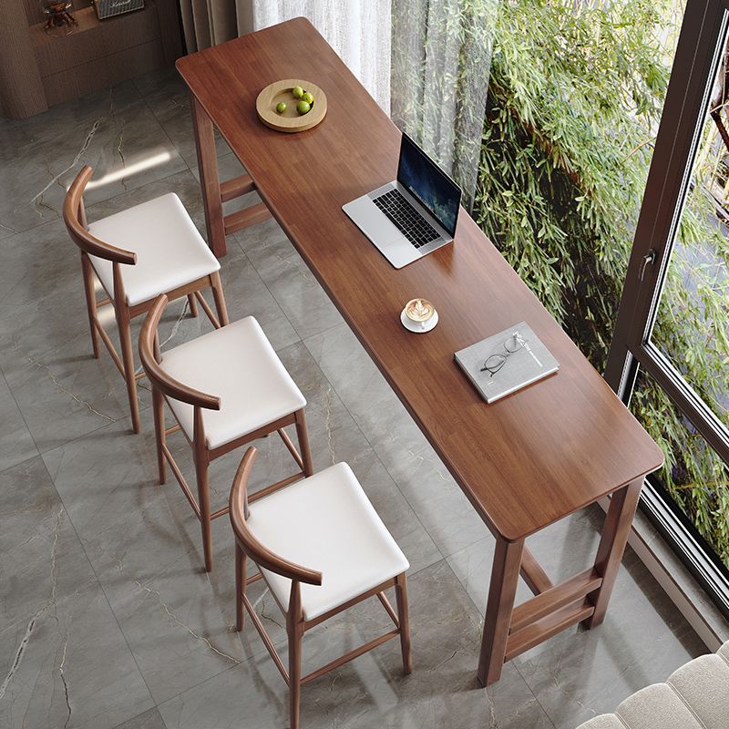 Modern Indoor Bar Stool Table Rectangle Wood Bar Dining Table