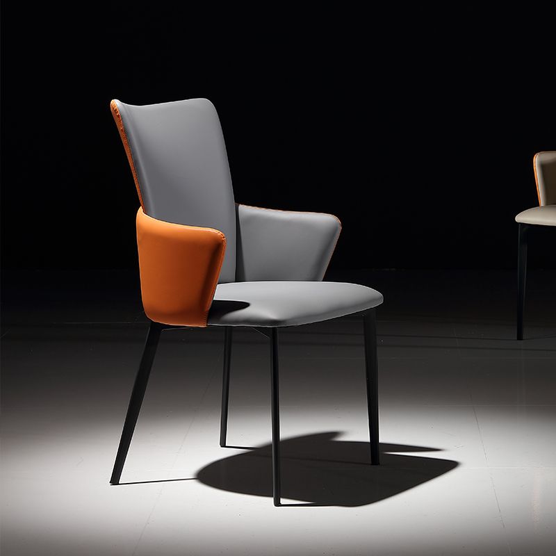 Sillas de comedor de estilo moderno, sillas laterales con brazos y patas de metal para cocina