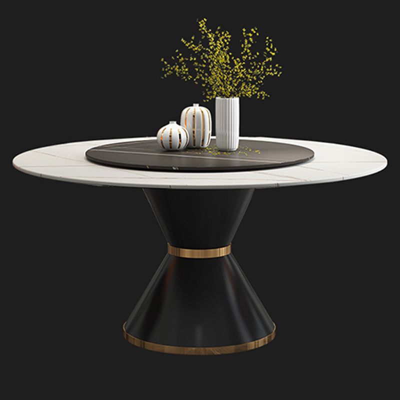 Contemporary Style Round Dining Table Steel Pedestal Base Table for Room