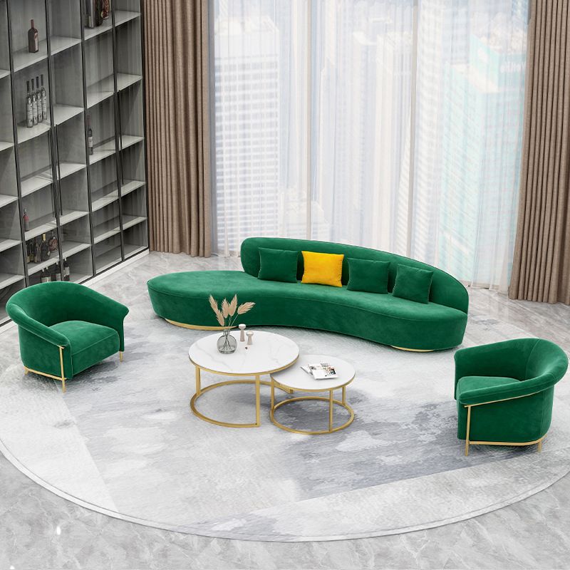 Contemporary Velvet Curved Sofa Armless Tight Back Seating for Living Room
