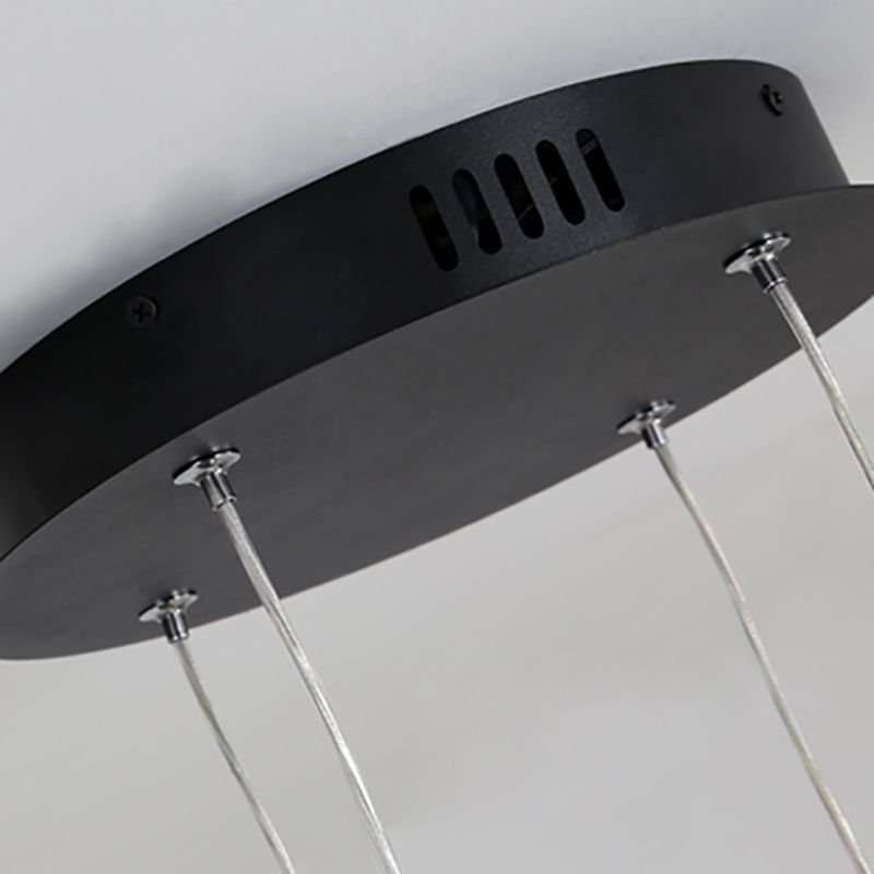 Restaurante de lámparas de lámparas de araña circulares negras contemporáneas