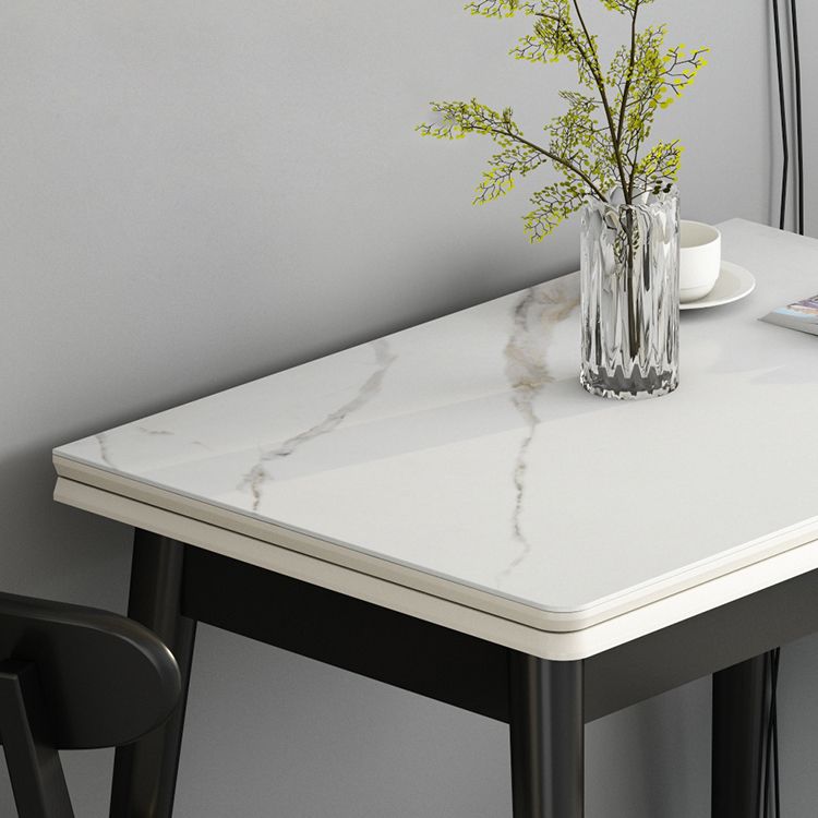 Modern Tempered Stone Top Dining Room Set 4 Legs Base for Kitchen