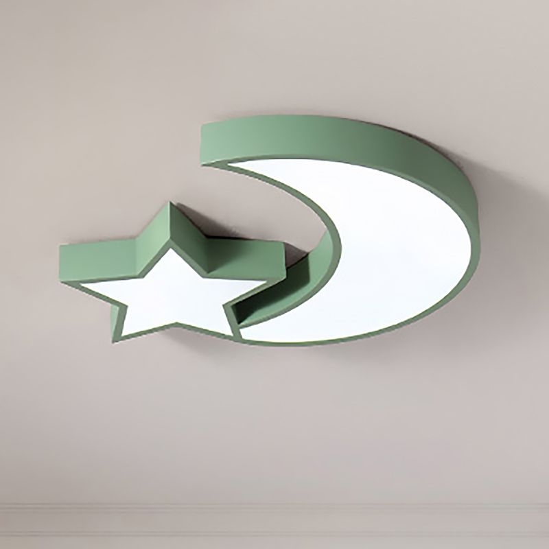 Plafonnier LED en métal acrylique avec étoile et lune, plafonnier mignon pour chambre d'enfant