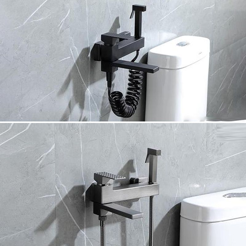 Contemporary Wall Mounted Metal Tub Filler Low Arc Lever Tub Faucet Trim