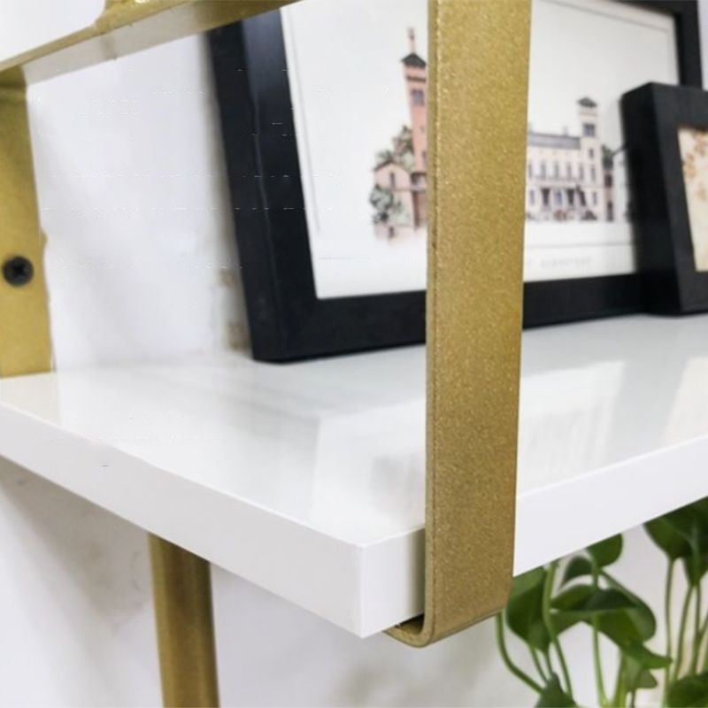 Contemporary Engineered Wood Bookshelf Floating White Bookcase