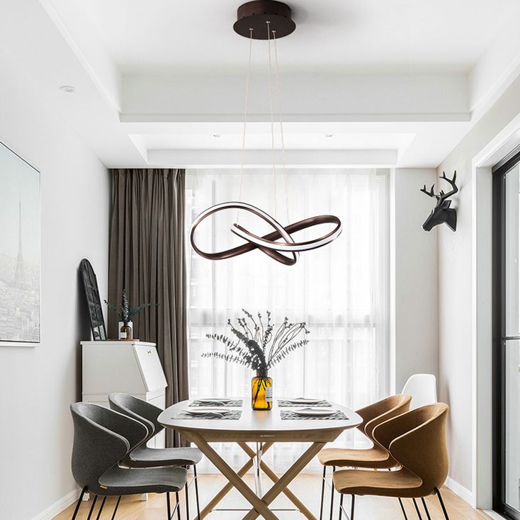 Contemporary Style Minimalism LED Line Light Aluminum Lamp Body Living Room Lighting Fixture with 39.3" Adjustable Hanging Wire