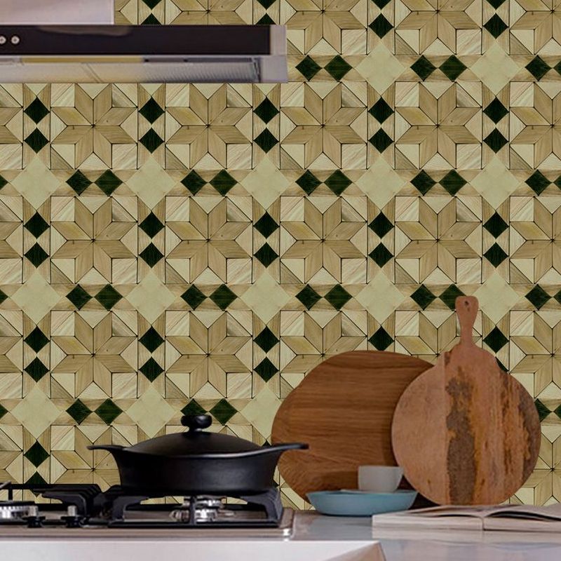 Industrial Geometric Wood Wallpapers Brown Easy Peel off Wall Covering for Accent Wall