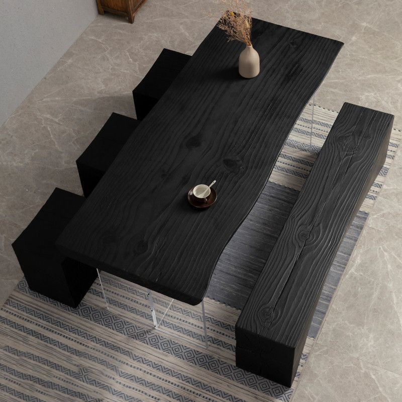 Modern Black Pine Wood Counter Table Specialty Dining Table for Kitchen