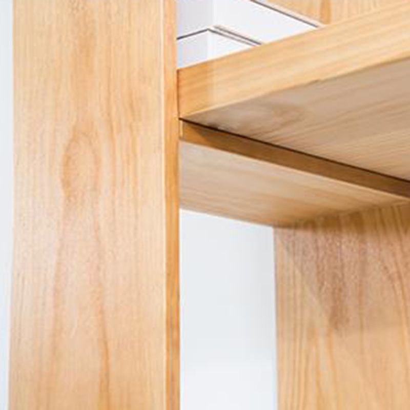 Modern Solid Wood Bar Dining Table Rectangle Bar Table with Storage Shelf