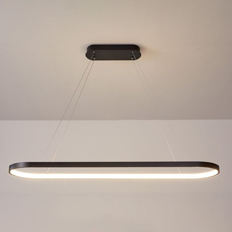 Modern sala da pranzo illuminazione ovale con soffitto a sospensione di metallo lampadario